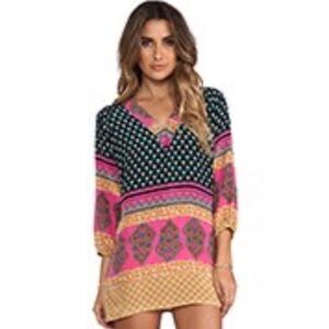 💥SALE! Tolani Black and Pink Patterned 100% silk Tunic